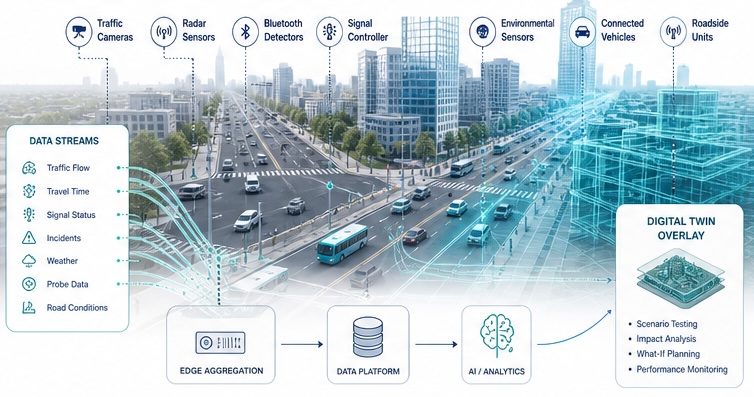 Futuristic digital network over city skyline